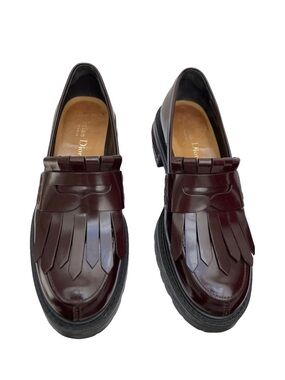 Christian Dior women’s 38 Dark Burgundy Leather Fringe Kiltie Loafers